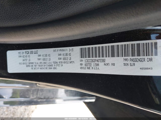 Aukcja sprzedaży 2015 Chrysler 200 S, vin: 1C3CCCBG3FN672392, numer aukcji: 45384890