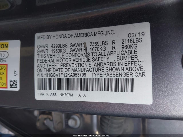 1HGCV1F12KA053799 Honda ACCORD LX