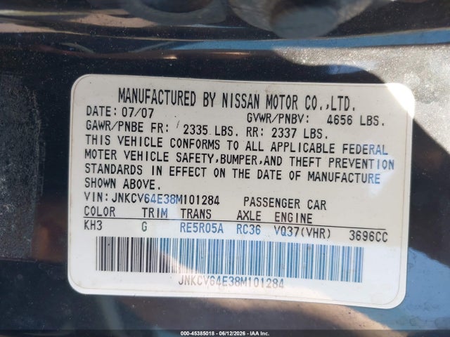 Auction sale of the 2008 Infiniti G37 Journey, vin: JNKCV64E38M101284, lot number: 45385018