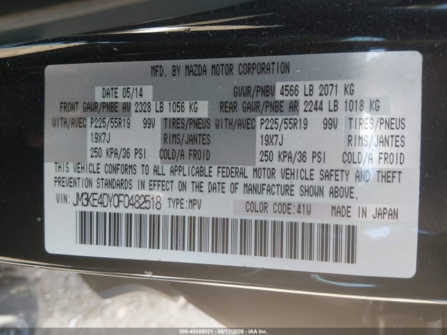 Продаж на аукціоні авто 2015 Mazda Cx-5 Grand Touring, vin: JM3KE4DY0F0482518, номер лоту: 45385021