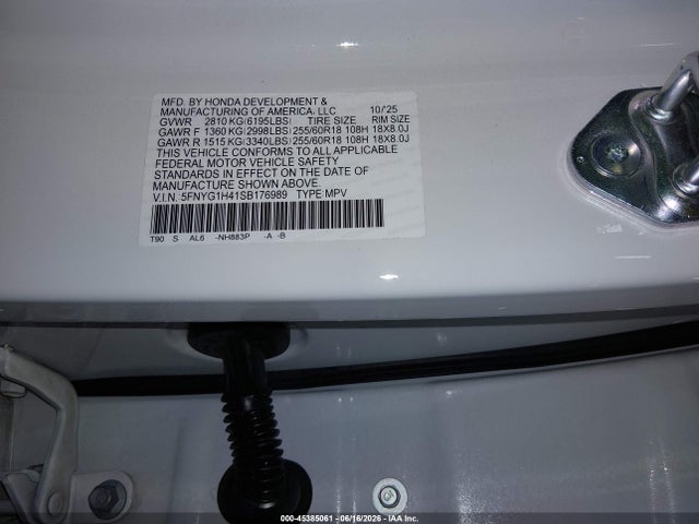 Honda Pilot Ex-l 2025 5FNYG1H41SB176989 Image 9