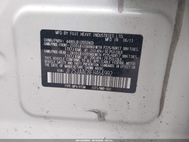 Продаж на аукціоні авто 2014 Subaru Forester 2.5i, vin: JF2SJAAC8EH464992, номер лоту: 45385094