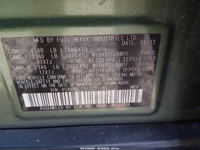 4S4BRBCC5E3227265 Subaru Outback 2.5i Premium