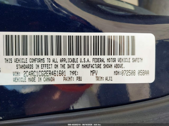 2014 Chrysler Town & Country Touring-l მანქანა იყიდება აუქციონზე, vin: 2C4RC1CG2ER461601, აუქციონის ნომერი: 45385210