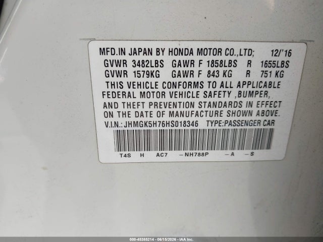 Honda FIT EX 2017 JHMGK5H76HS018346 Image 9