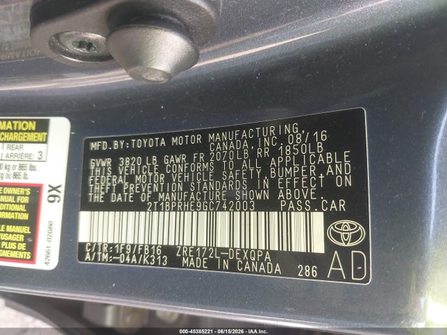 Toyota Corolla Le Eco 2016 2T1BPRHE9GC742003 Image 9