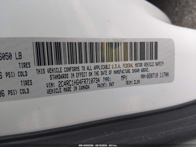 Продаж на аукціоні авто 2015 Chrysler Town & Country S, vin: 2C4RC1HG4FR710734, номер лоту: 45385296