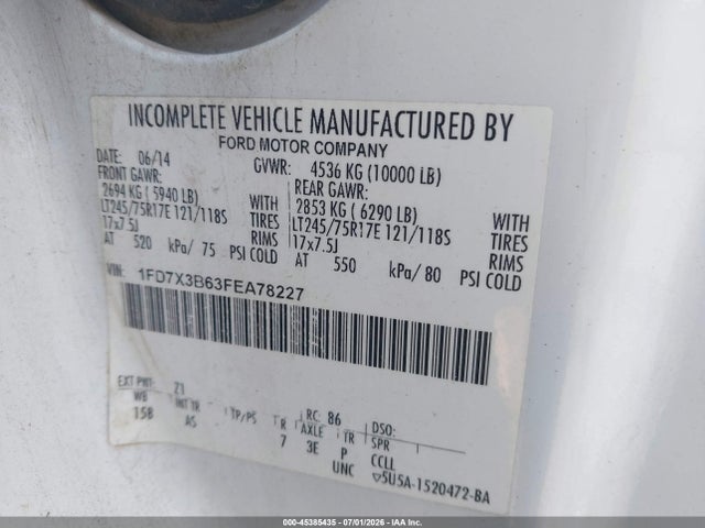 Aukcja sprzedaży 2015 Ford F-350, vin: 1FD7X3B63FEA78227, numer aukcji: 45385435