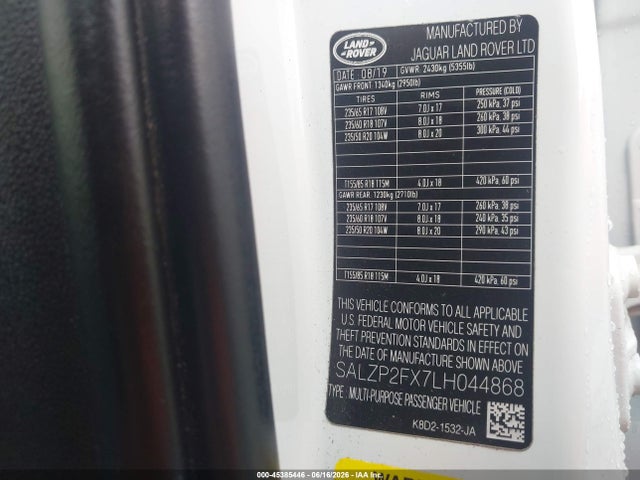 Land Rover Range Rover Evoque Se 2020 SALZP2FX7LH044868 Image 9
