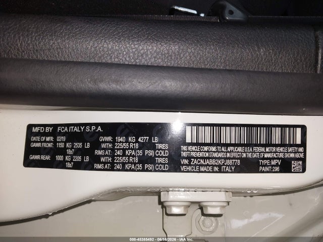 ZACNJABB2KPJ88778 Jeep Renegade Altitude Fwd