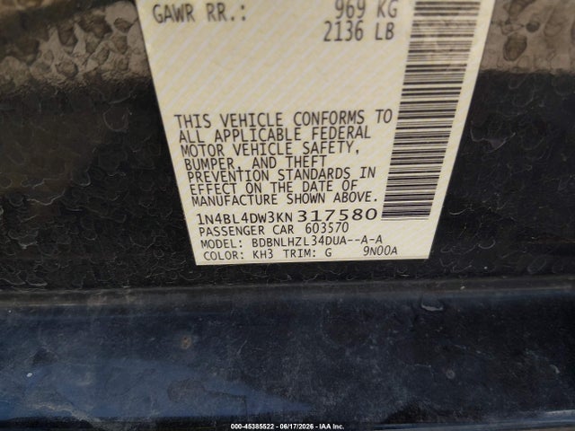 Nissan Altima 2.5 Sv 2019 1N4BL4DW3KN317580 Image 9
