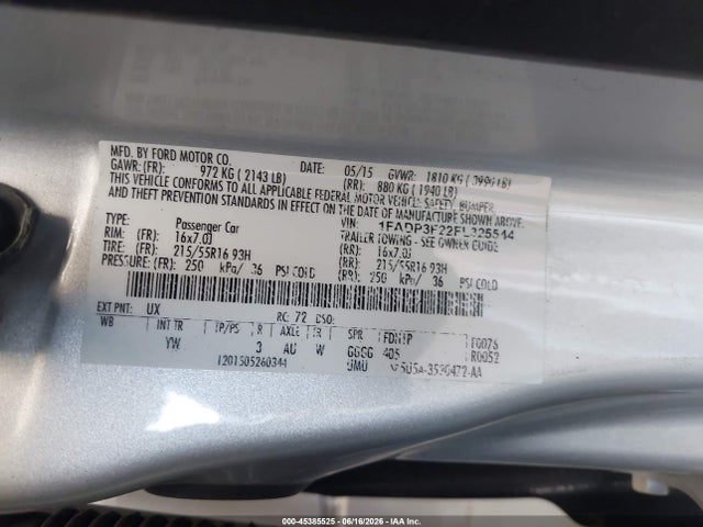 Ford FOCUS SE 2015 1FADP3F22FL325544 Image 9