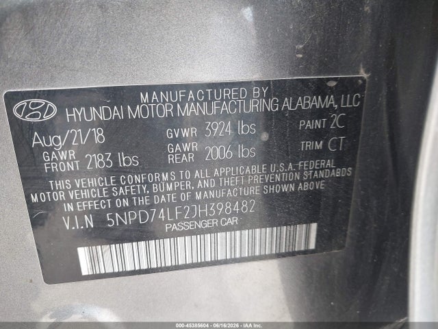 Hyundai ELANTRA SE 2018 5NPD74LF2JH398482 Image 9