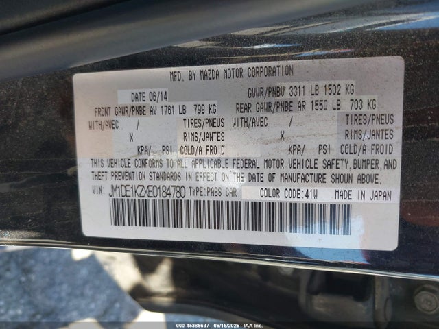 Aukcja sprzedaży 2014 Mazda Mazda2 Sport, vin: JM1DE1KZXE0184780, numer aukcji: 45385637