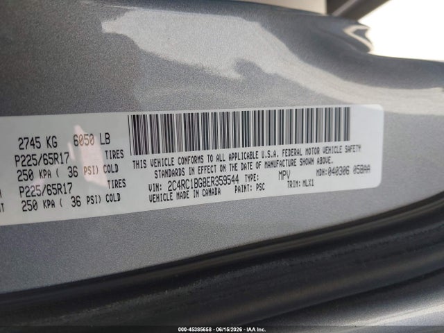 Продажа на аукционе авто 2014 Chrysler Town & Country Touring, vin: 2C4RC1BG8ER359544, номер лота: 45385658