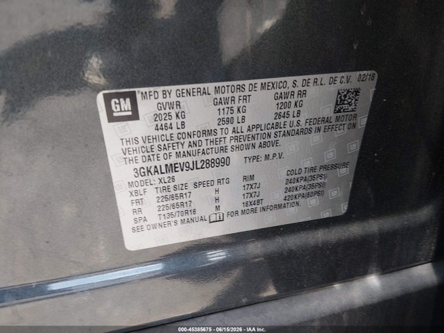GMC Terrain Sle 2018 3GKALMEV9JL288990 Image 9