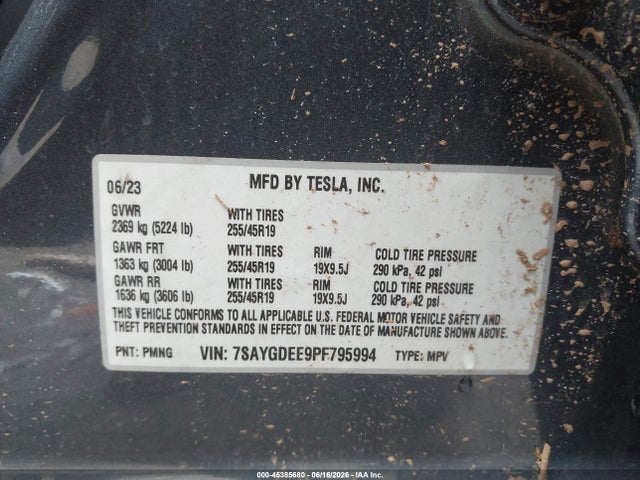 Tesla Model Y 2023 7SAYGDEE9PF795994 Image 9