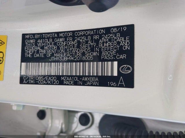 JTHY3JBH9K2018005 Lexus UX 200