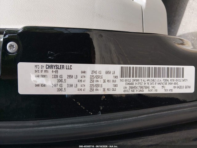 Продажа на аукционе авто 2009 Chrysler Town & Country Touring, vin: 2A8HR54179R678846, номер лота: 45385716
