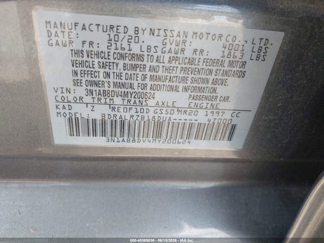 3N1AB8DV4MY200624 Nissan Sentra Sr Xtronic Cvt