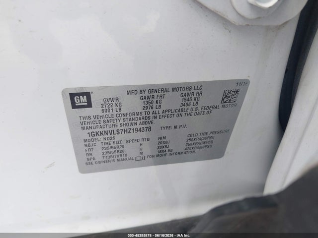 GMC Acadia Slt-1 2017 1GKKNVLS7HZ194378 Image 9