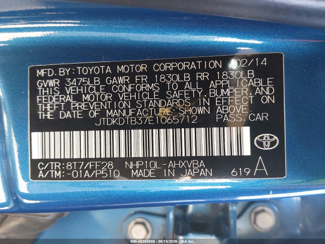 Toyota Prius C Two 2014 JTDKDTB37E1065712 Image 9