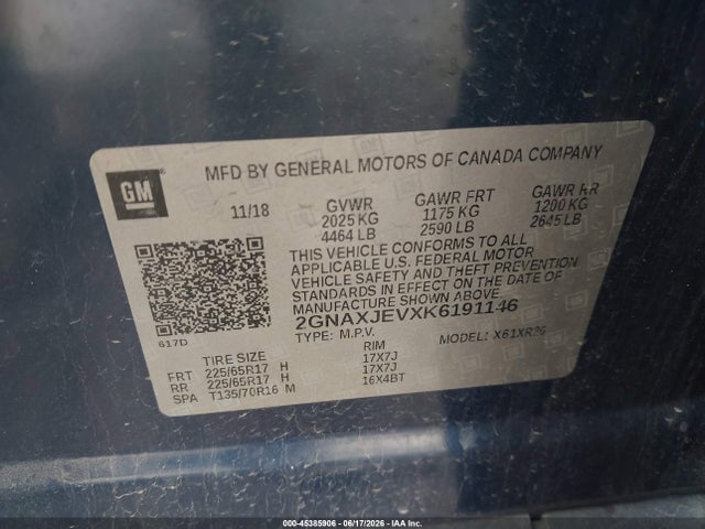 Chevrolet EQUINOX LT 2019 2GNAXJEVXK6191146 Image 9