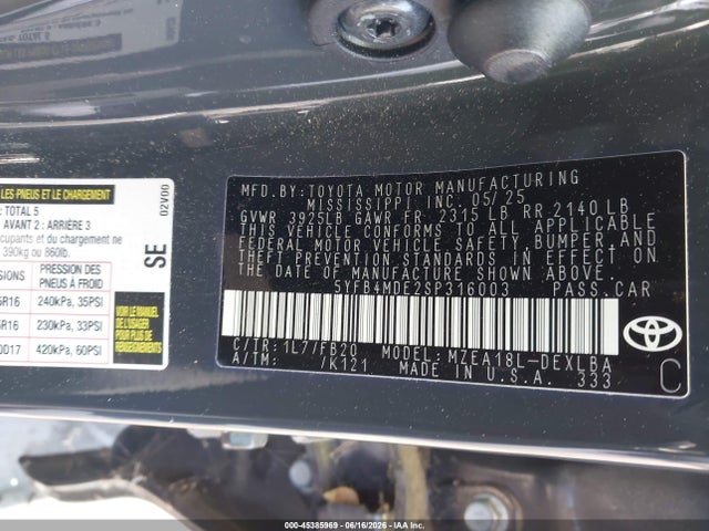 Toyota COROLLA LE 2025 5YFB4MDE2SP316003 Image 9