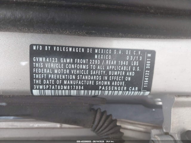 Продаж на аукціоні авто 2013 Volkswagen Beetle 2.5l, vin: 3VW5P7AT8DM817994, номер лоту: 45386005