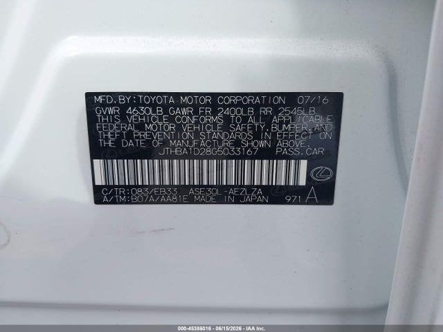Lexus IS 200T 2016 JTHBA1D28G5033167 Image 9