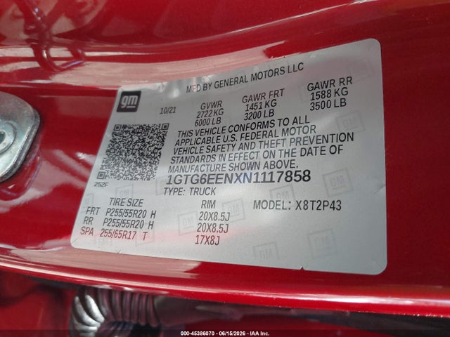 Aukcja sprzedaży 2022 Gmc Canyon 4wd  Short Box Denali, vin: 1GTG6EENXN1117858, numer aukcji: 45386070