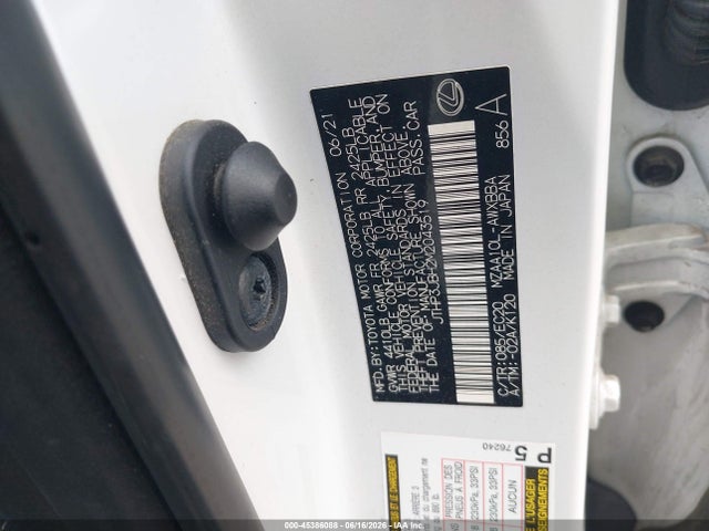 45386088 :رقم المزاد ، JTHP3JBH2M2043519 vin ، 2021 Lexus Ux 200 مزاد بيع