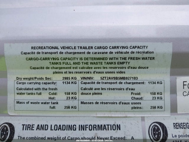 Avenger Travel Trailer 2021 5ZT2AVSB5MB927103 Image 14