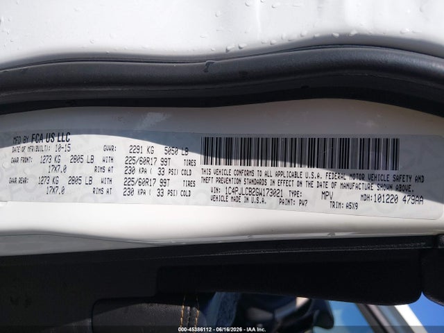 45386112 :رقم المزاد ، 1C4PJLCB2GW173021 vin ، 2016 Jeep Cherokee Latitude مزاد بيع