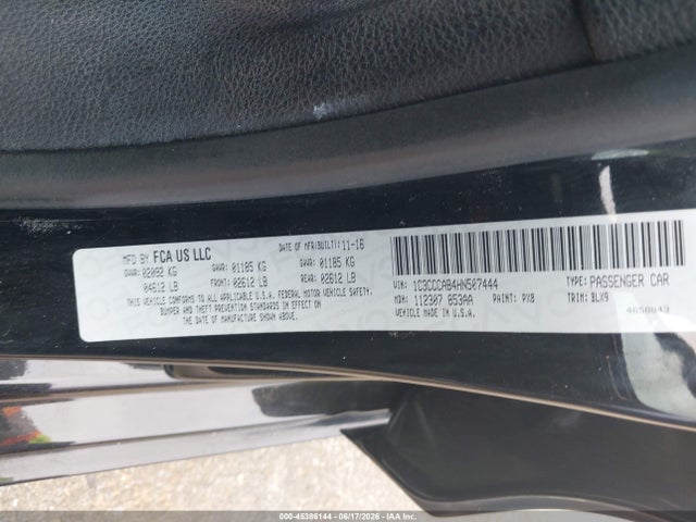 Продаж на аукціоні авто 2017 Chrysler 200 Limited Platinum, vin: 1C3CCCAB4HN507444, номер лоту: 45386144