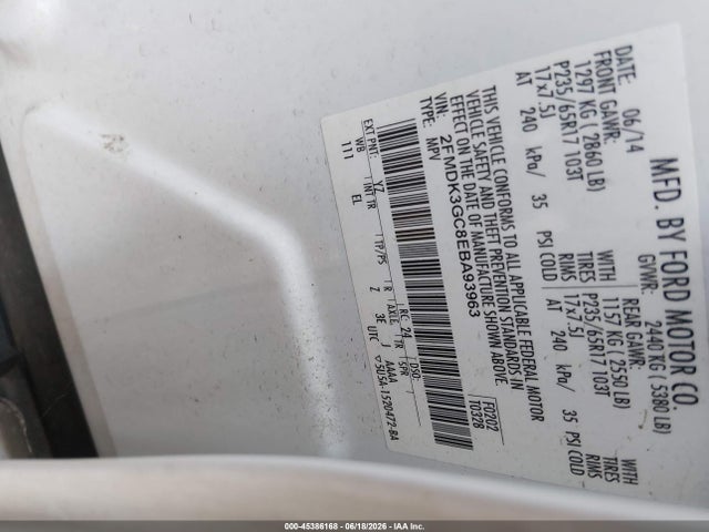 Ford EDGE SE 2014 2FMDK3GC8EBA93963 Image 9