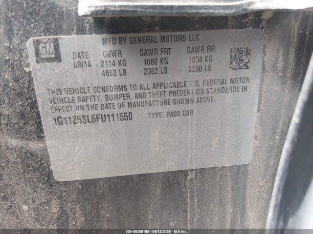 Aukcja sprzedaży 2015 Chevrolet Impala Ls, vin: 1G11Z5SL6FU111550, numer aukcji: 45386188