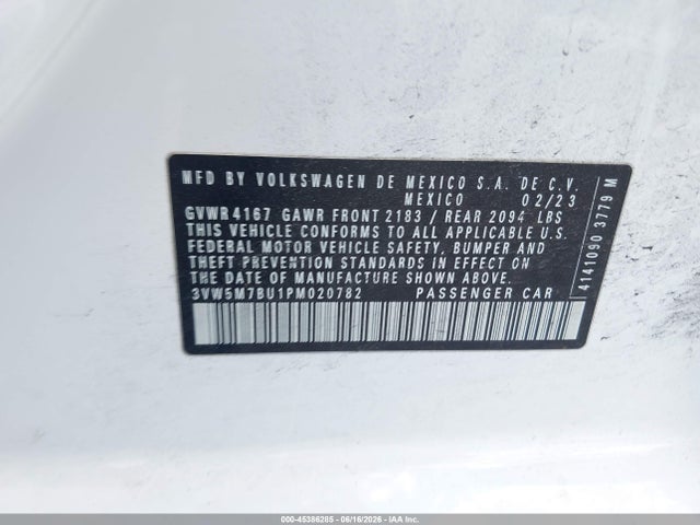 Продажа на аукционе авто 2023 Volkswagen Jetta 1.5t S, vin: 3VW5M7BU1PM020782, номер лота: 45386285
