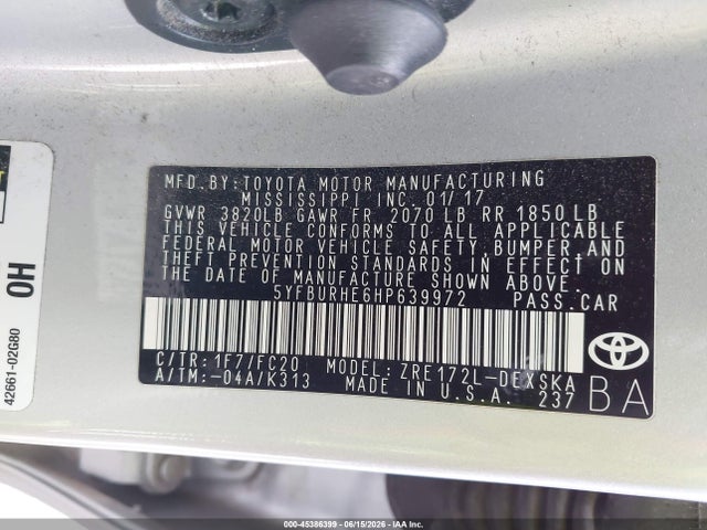 Toyota Corolla Se Special Edition 2017 5YFBURHE6HP639972 Image 9
