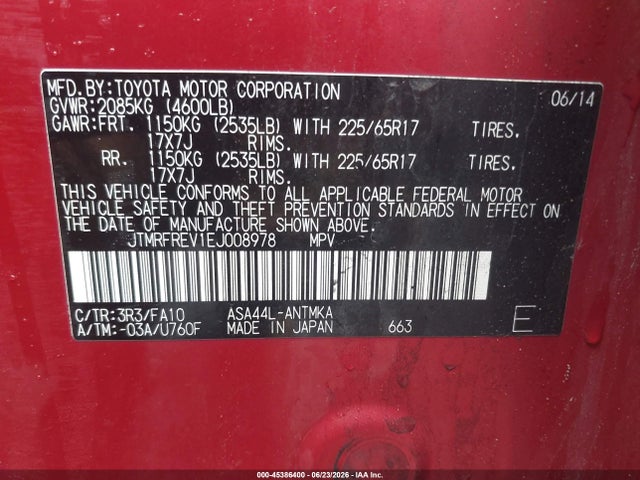 Toyota Rav4 Xle 2014 JTMRFREV1EJ008978 Image 9