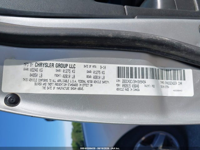Продажа на аукционе авто 2010 Dodge Charger Sxt, vin: 2B3CA3CV3AH309494, номер лота: 45386439