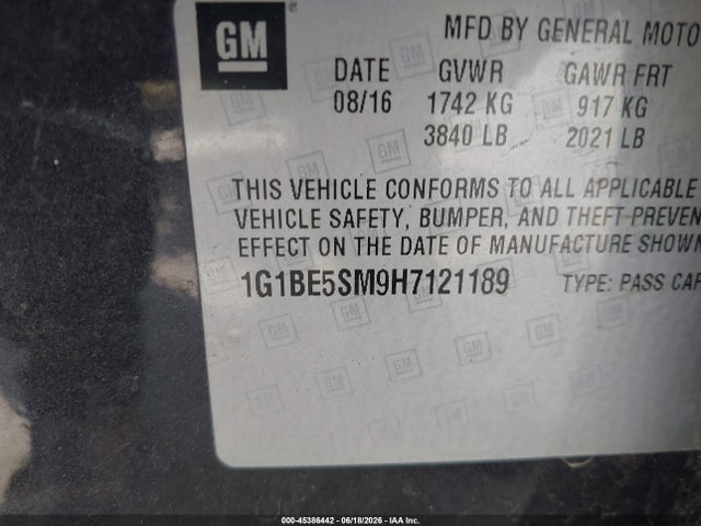 Chevrolet Cruze Lt Auto 2017 1G1BE5SM9H7121189 Image 9