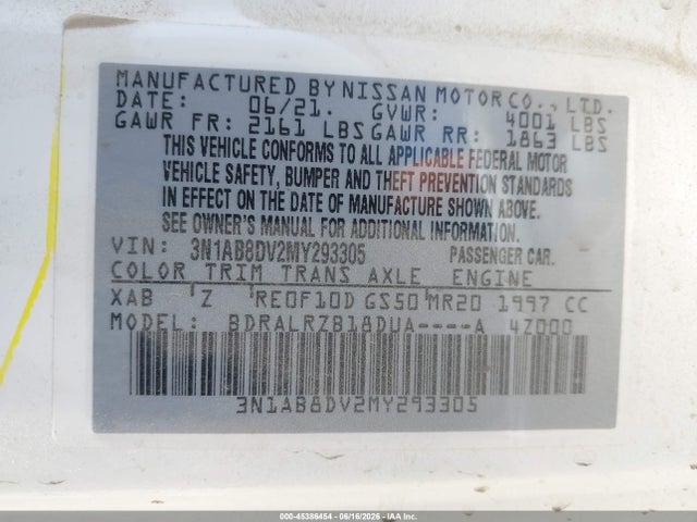 3N1AB8DV2MY293305 Nissan Sentra Sr Xtronic Cvt
