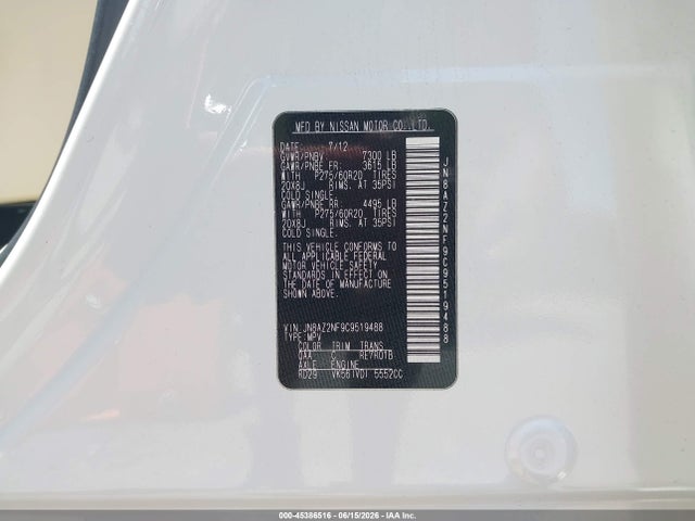 Продажа на аукционе авто 2012 Infiniti Qx56, vin: JN8AZ2NF9C9519488, номер лота: 45386516