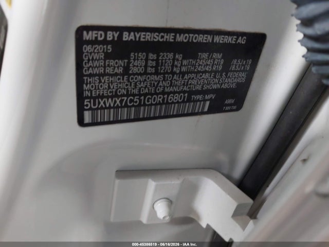 Продажа на аукционе авто 2016 Bmw X3 Xdrive35i, vin: 5UXWX7C51G0R16801, номер лота: 45386519
