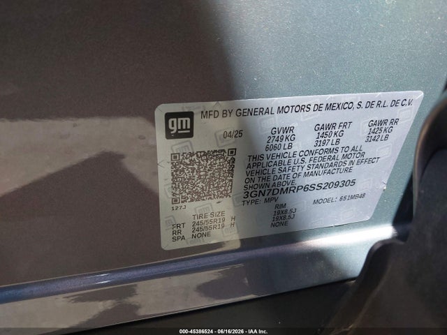 3GN7DMRP6SS209305 Chevrolet Equinox Ev Lt 1