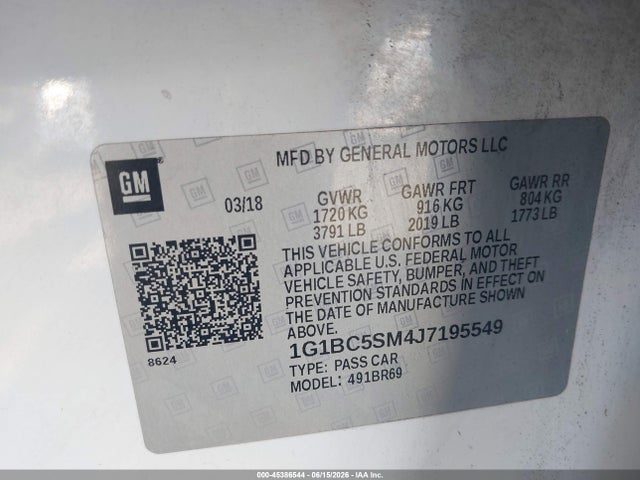 1G1BC5SM4J7195549 Chevrolet Cruze Ls Auto