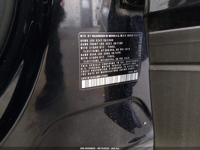 45386605 :رقم المزاد ، 3VV1B7AX6JM017503 vin ، 2018 Volkswagen Tiguan 2.0t S مزاد بيع