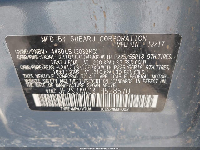 Subaru Forester 2.5i Touring 2018 JF2SJAWC3JH528570 Image 9
