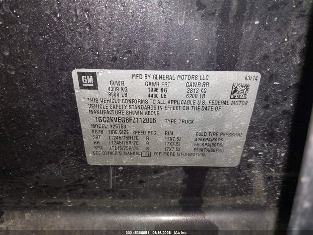 1GC2KVEG8FZ112006 Chevrolet Silverado 2500hd Lt